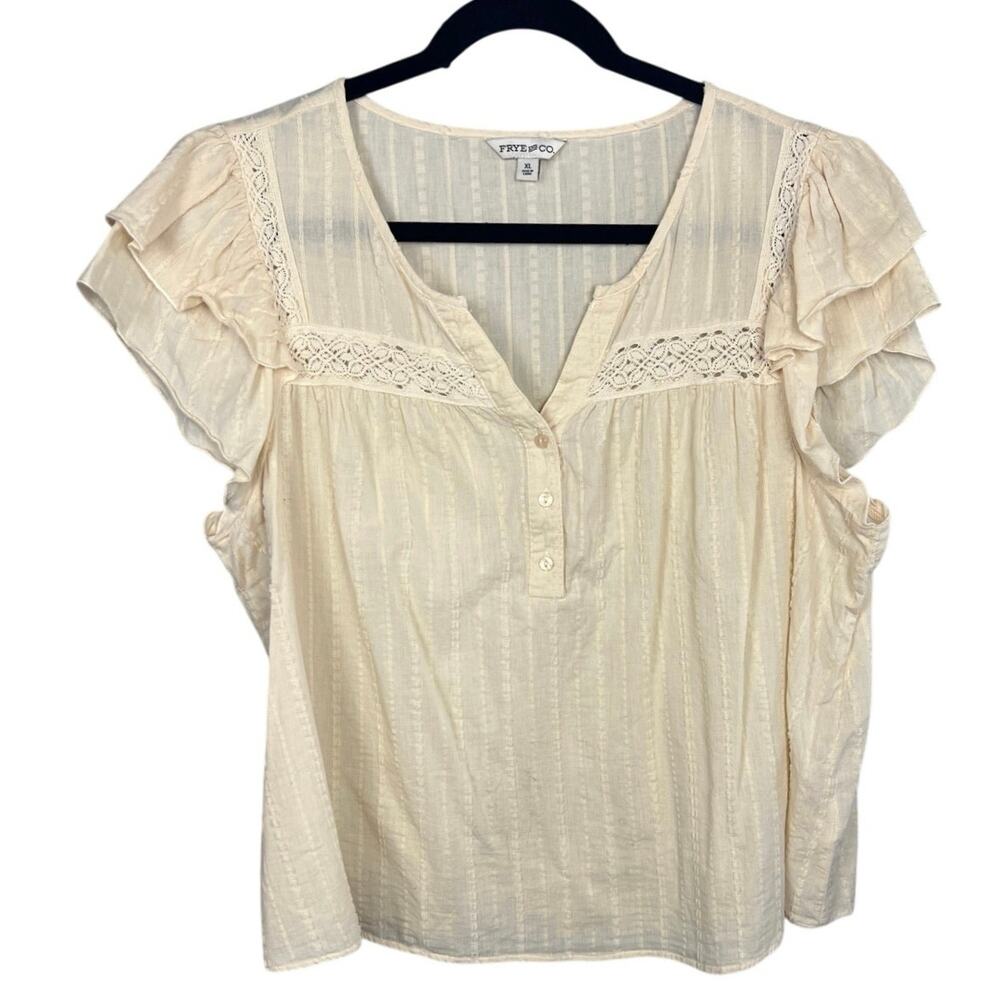 Frye and Co. Womens 100% Cotton Short Sleeve Blouse Size XL